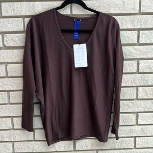 Kit and Ace Merino Wave Long Sleeve Tee - Black Walnut - Sz XS